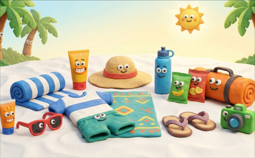 benda benda yang kamu perlukan di pantai